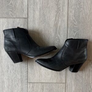 Frye Black Leather Ankle Booties